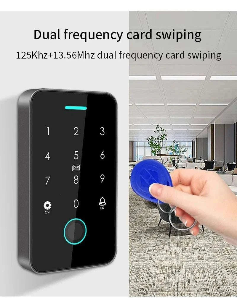 Dual-Frequency Tuya Fingerprint Outdoor Access Control Keypad-SF2EM-MF-W-M1