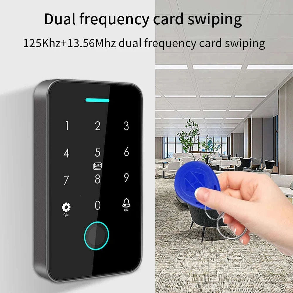 Dual-Frequency Tuya Fingerprint Outdoor Access Control Keypad-SF2EM-MF-W-M1