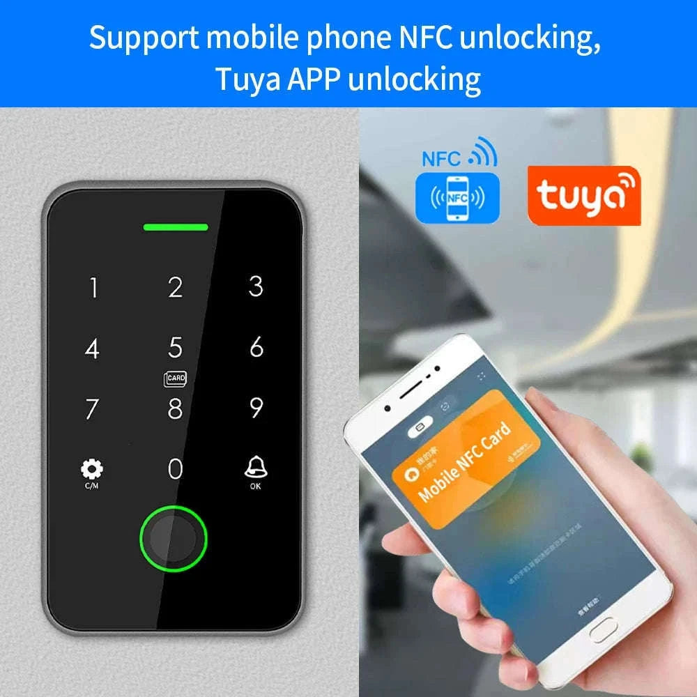 Dual-Frequency Tuya Fingerprint Outdoor Access Control Keypad-SF2EM-MF-W-M1