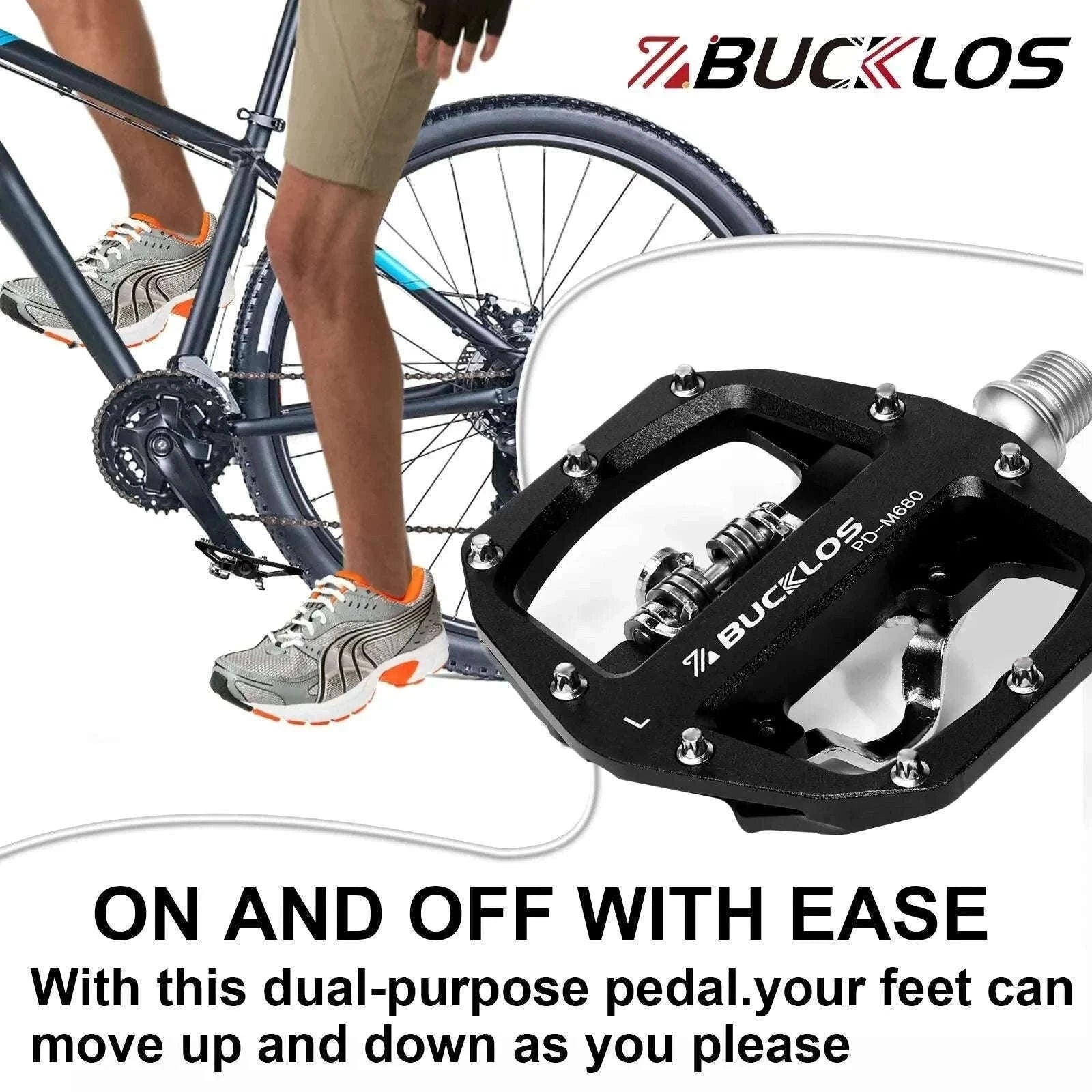 Dual Function SPD Bike Pedals with Sealed Bearings for MTB & Road-Black