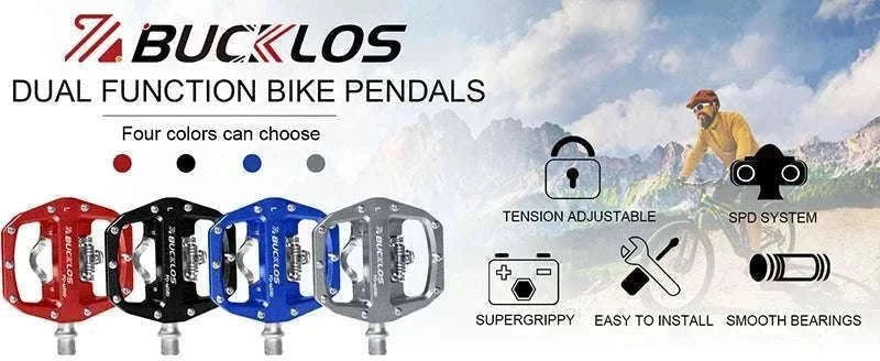 Dual Function SPD Bike Pedals with Sealed Bearings for MTB & Road-Black