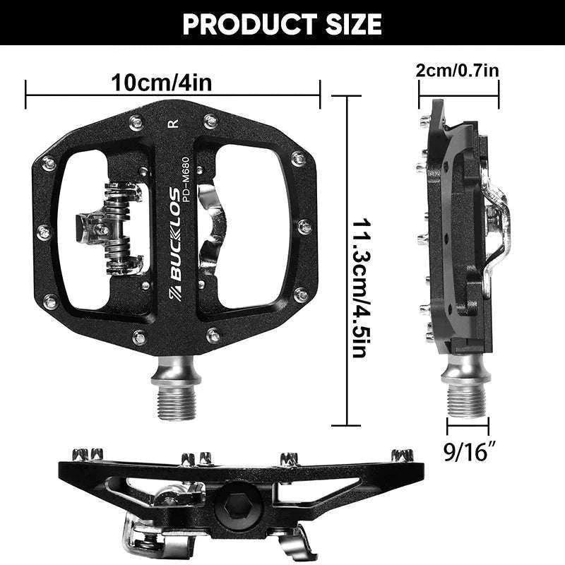 Dual Function SPD Bike Pedals with Sealed Bearings for MTB & Road-Black
