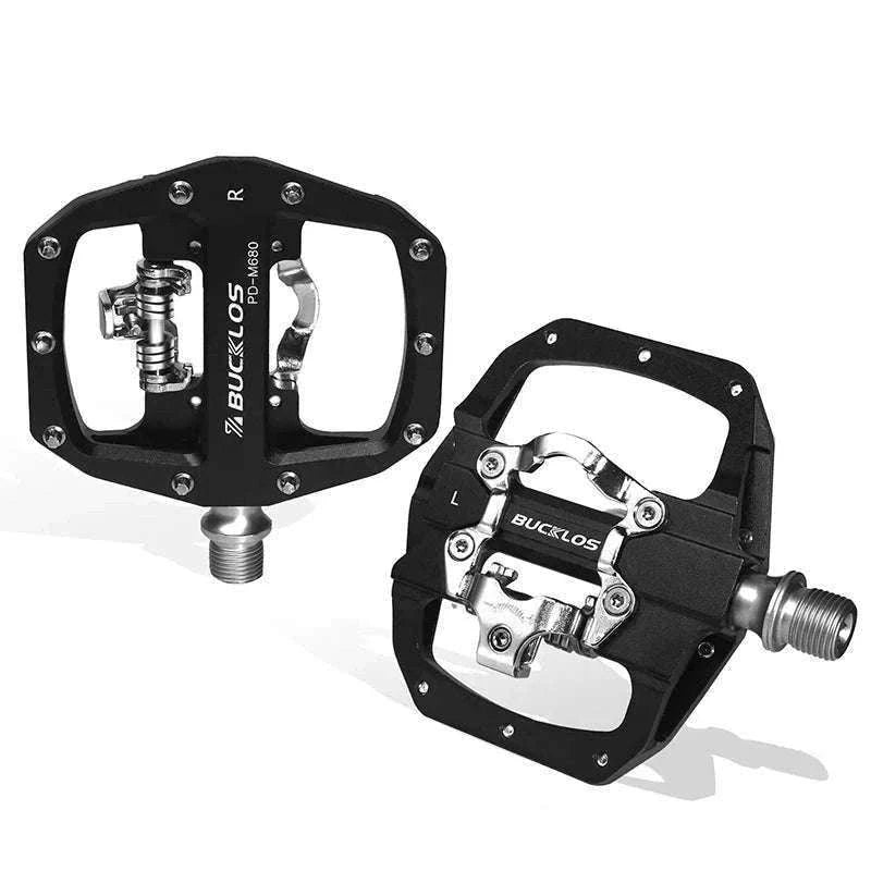 Dual Function SPD Bike Pedals with Sealed Bearings for MTB & Road-Black