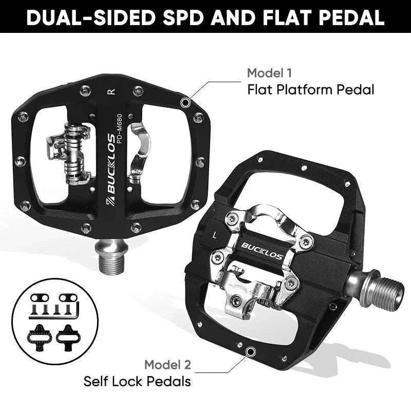 Dual Function SPD Bike Pedals with Sealed Bearings for MTB & Road-Black