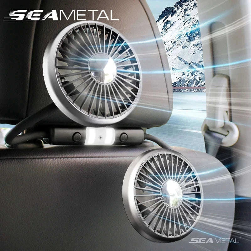 Dual Head USB Car Fan with LED Light-Dual head fan