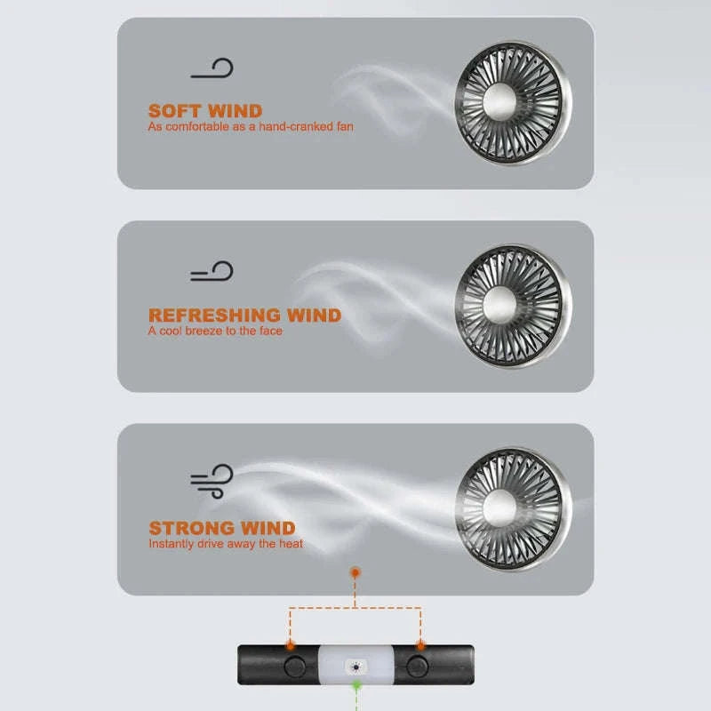 Dual Head USB Car Fan with LED Light-Dual head fan