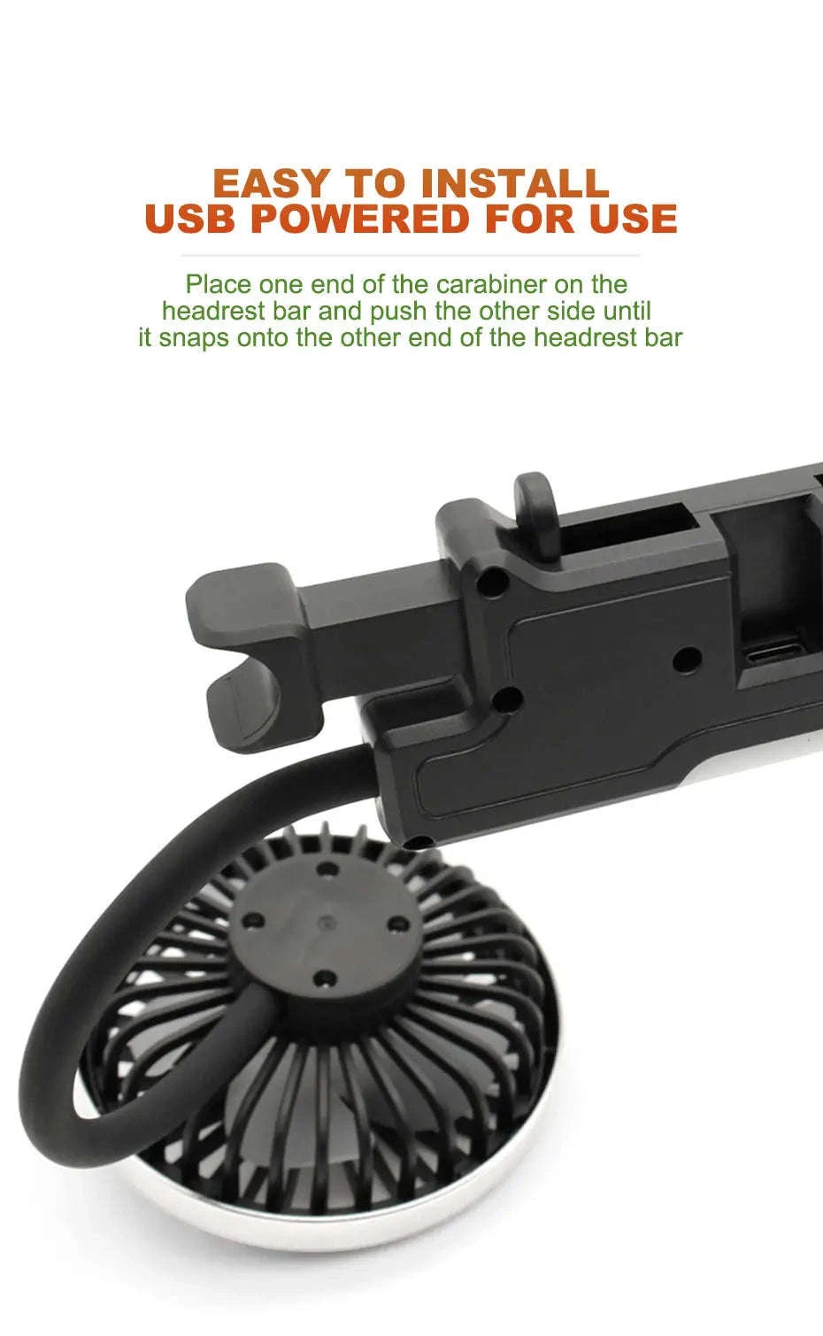 Dual Head USB Car Fan with LED Light-Dual head fan