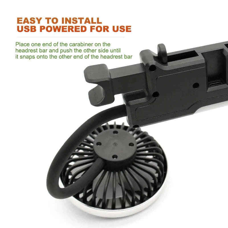 Dual Head USB Car Fan with LED Light-Dual head fan