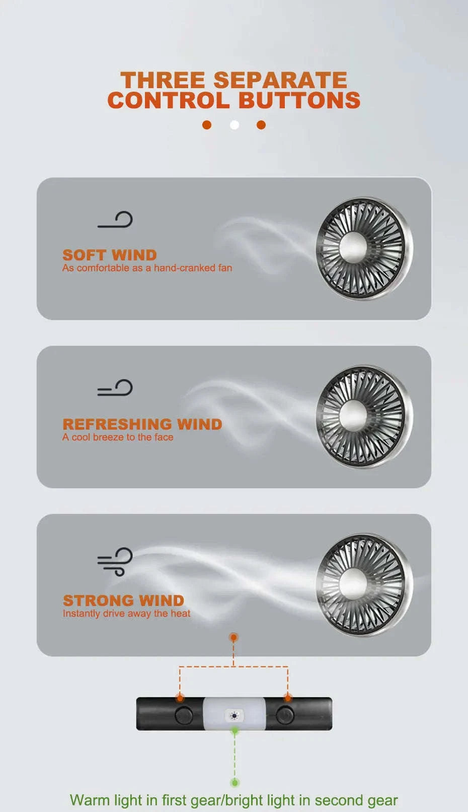 Dual Head USB Car Fan with LED Light-Dual head fan