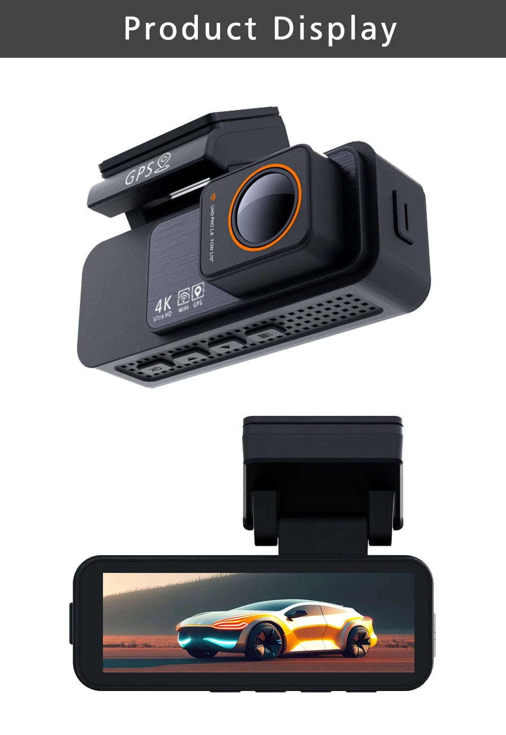 Dual Lens 4K UHD Dash Cam-4K-2.5K Rear-BL