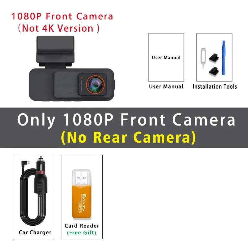 Dual Lens 4K UHD Dash Cam-4K-2.5K Rear-BL