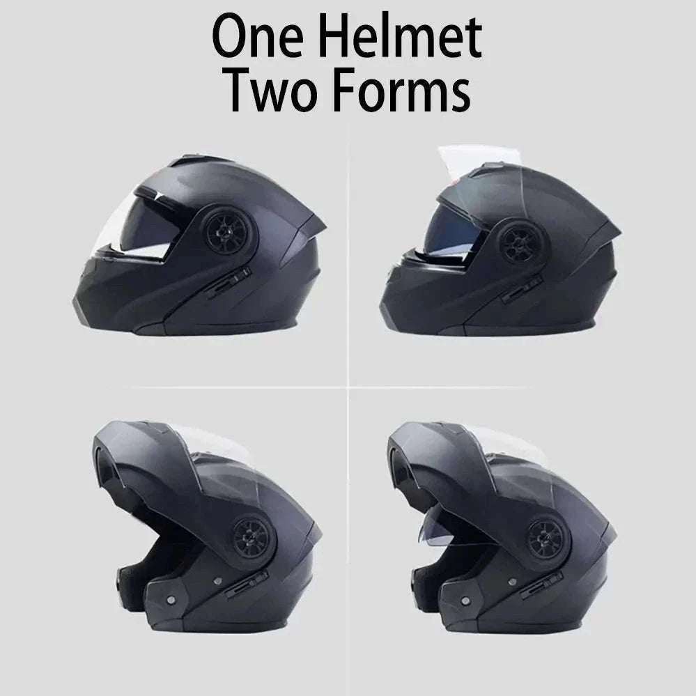 Dual Lens Flip-Up Full Face Motorcycle Helmet Modular ABS Design-