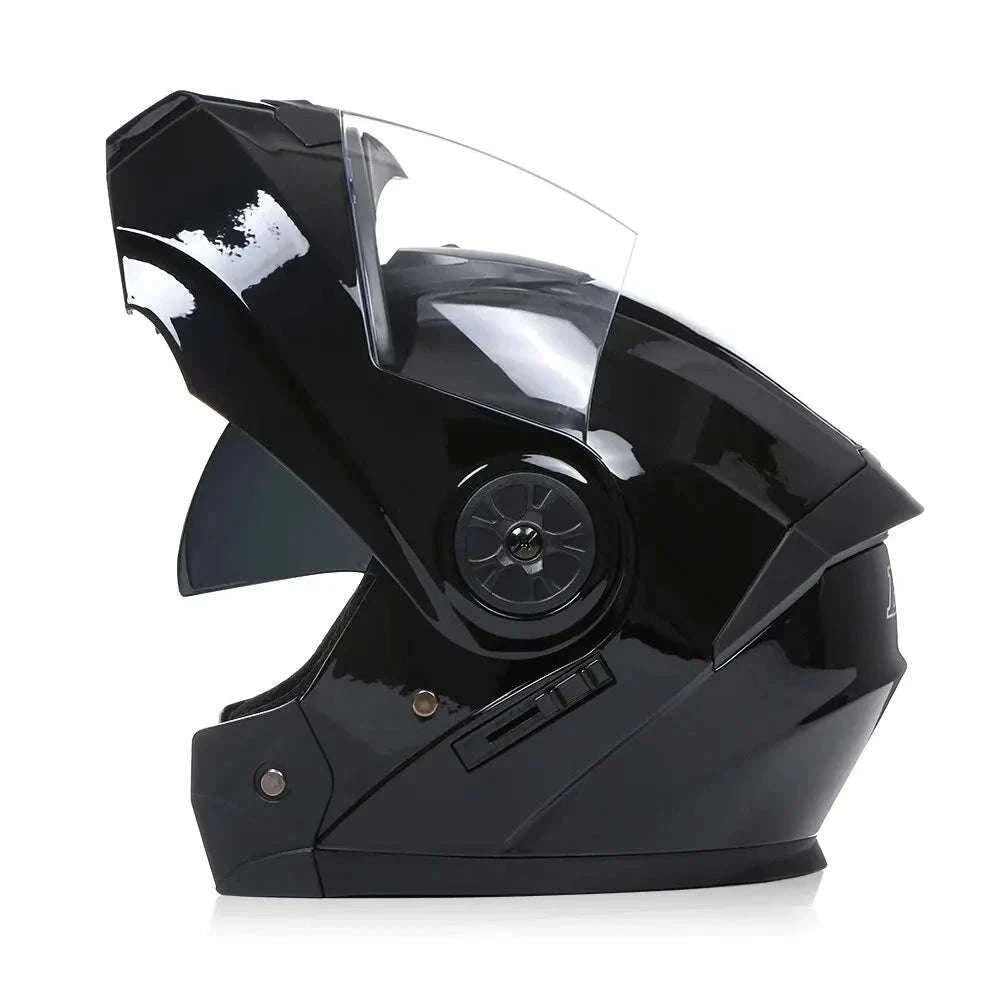 Dual Lens Motorcycle Helmet for Clear Vision and Protection-gold black sun glass / L