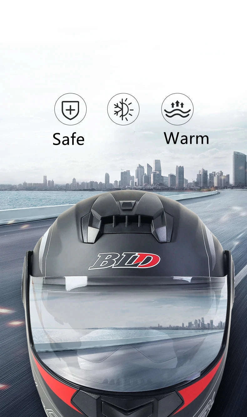 Dual Lens Motorcycle Helmet-matte black / M