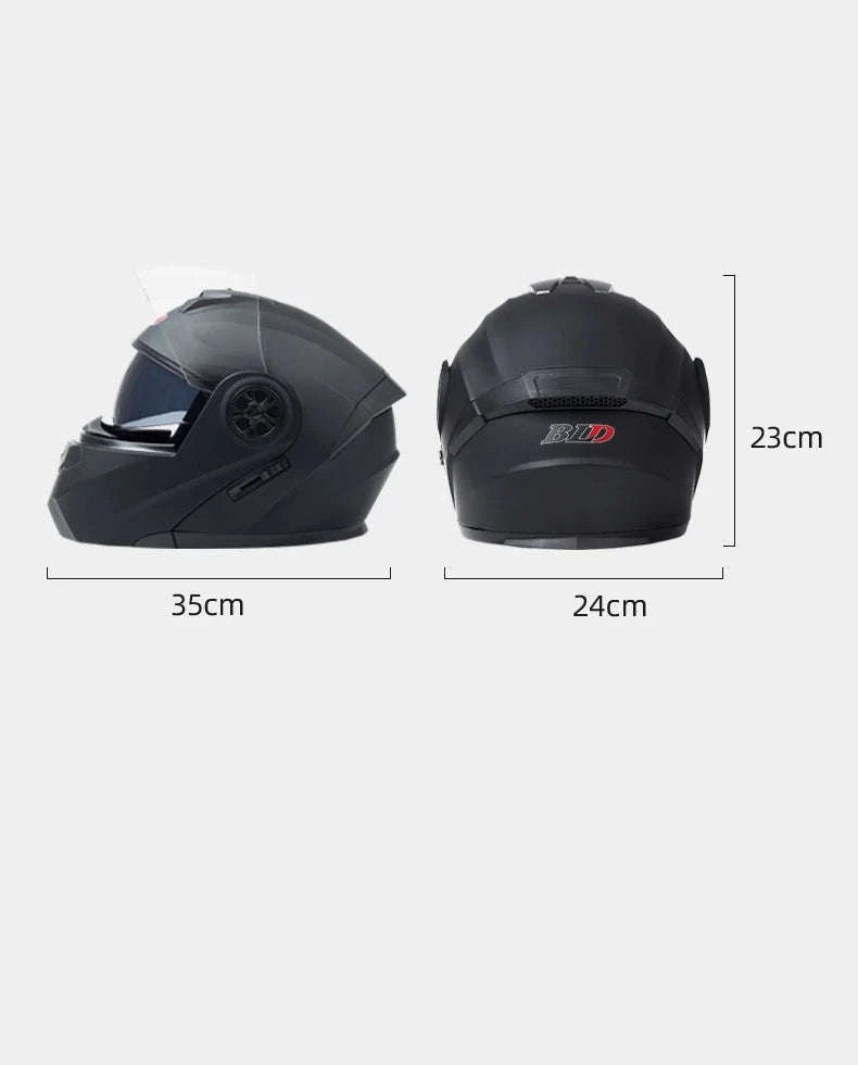 Dual Lens Motorcycle Helmet-matte black / M