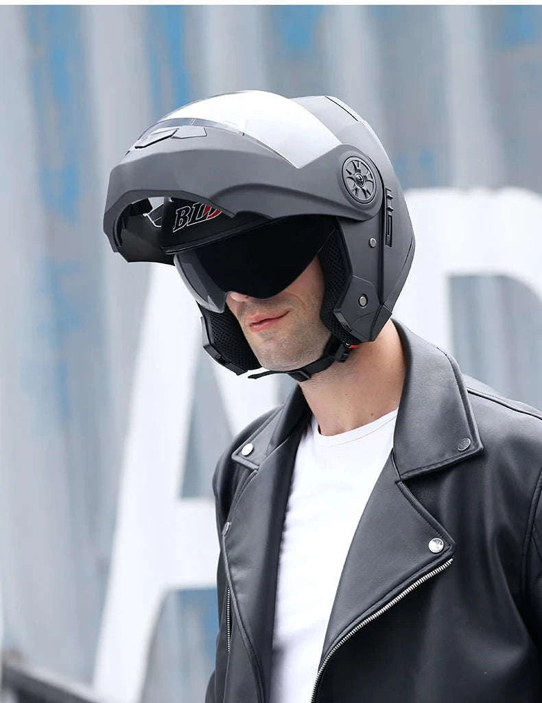 Dual Lens Motorcycle Helmet-matte black / M
