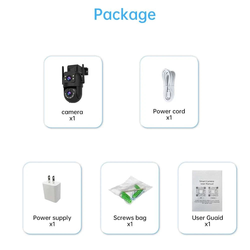 Dual Lens Outdoor Security Camera with Night Vision & 5G WiFi-1080P CAM / UK Plug / China Mainland