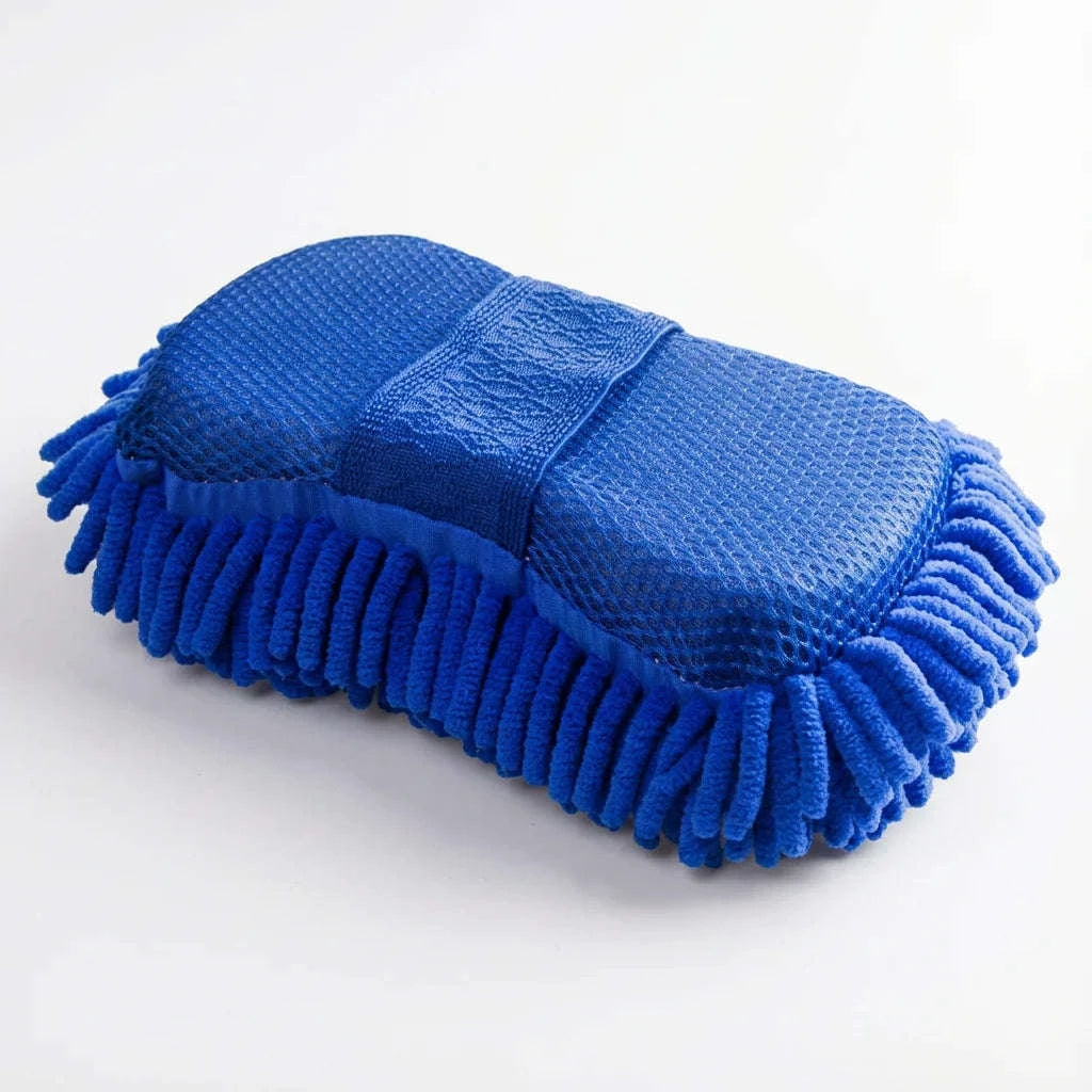Dual-Sided Chenille Car Wash Sponge Block, Scratch-Free 26x15cm-Blue / United States