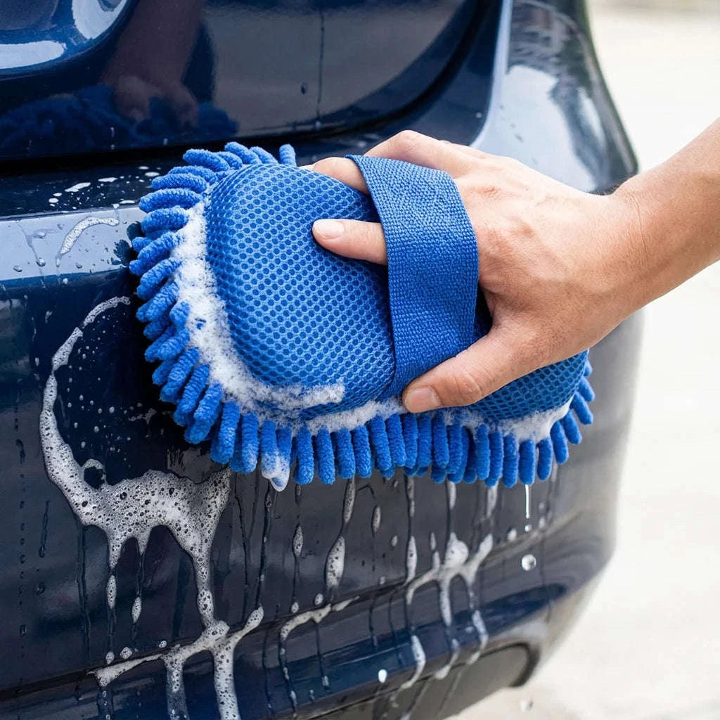 Dual-Sided Chenille Car Wash Sponge Block, Scratch-Free 26x15cm-Blue / United States