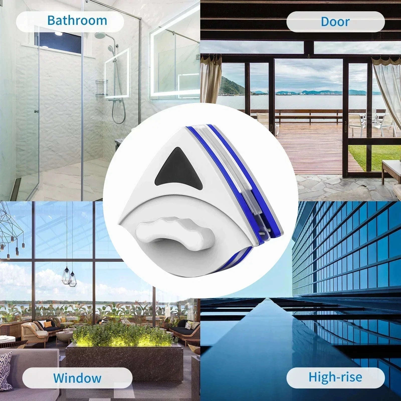 Dual Sided Magnetic Glass Cleaner with Automatic Drainage-Red-3-8mm