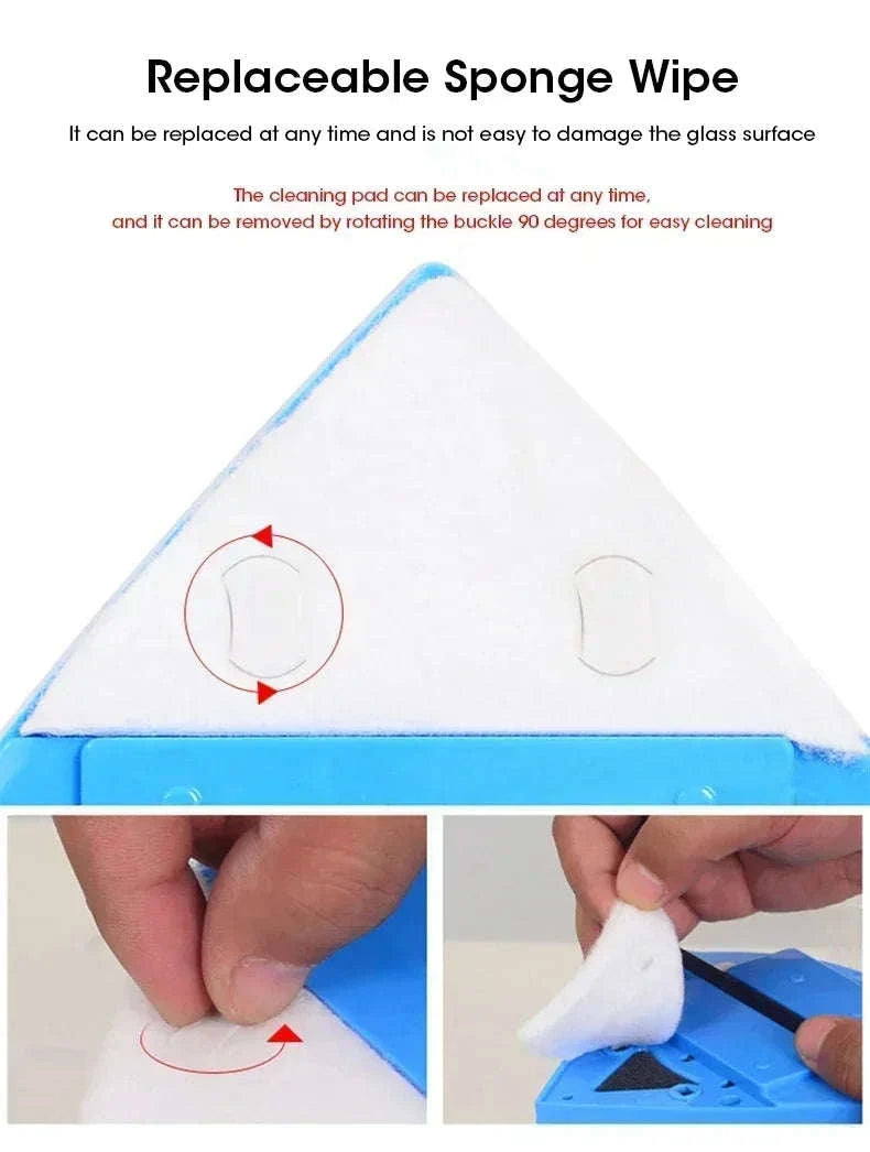 Dual Sided Magnetic Glass Cleaner with Automatic Drainage-Red-3-8mm