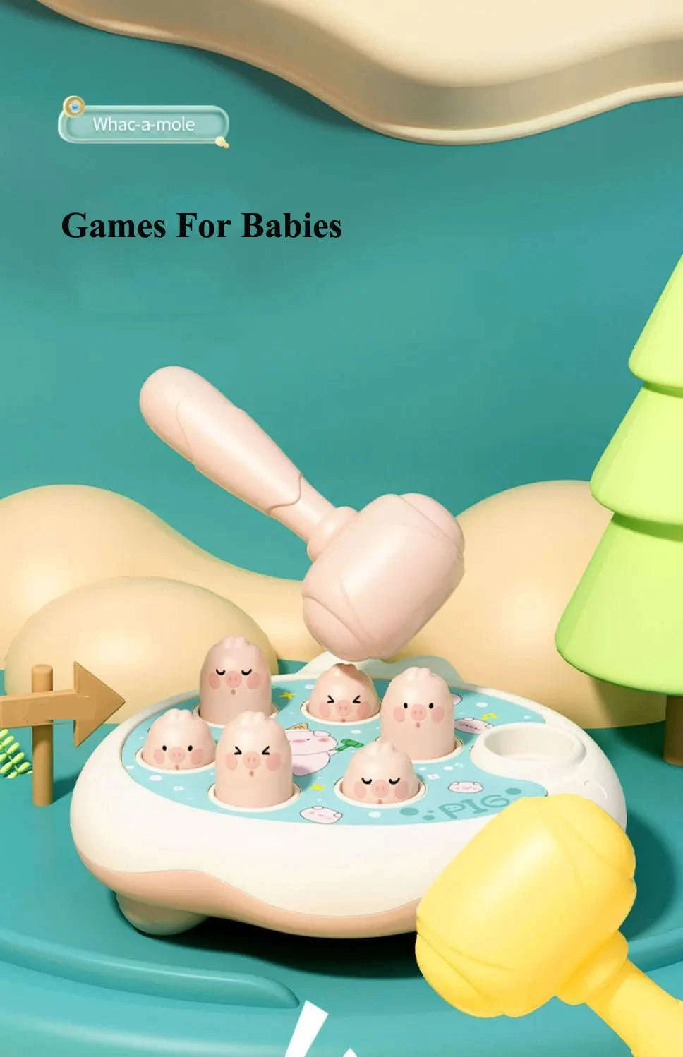 Duck/Frog/Pig Baby Montessori Animal Hammer Toy-frog no box