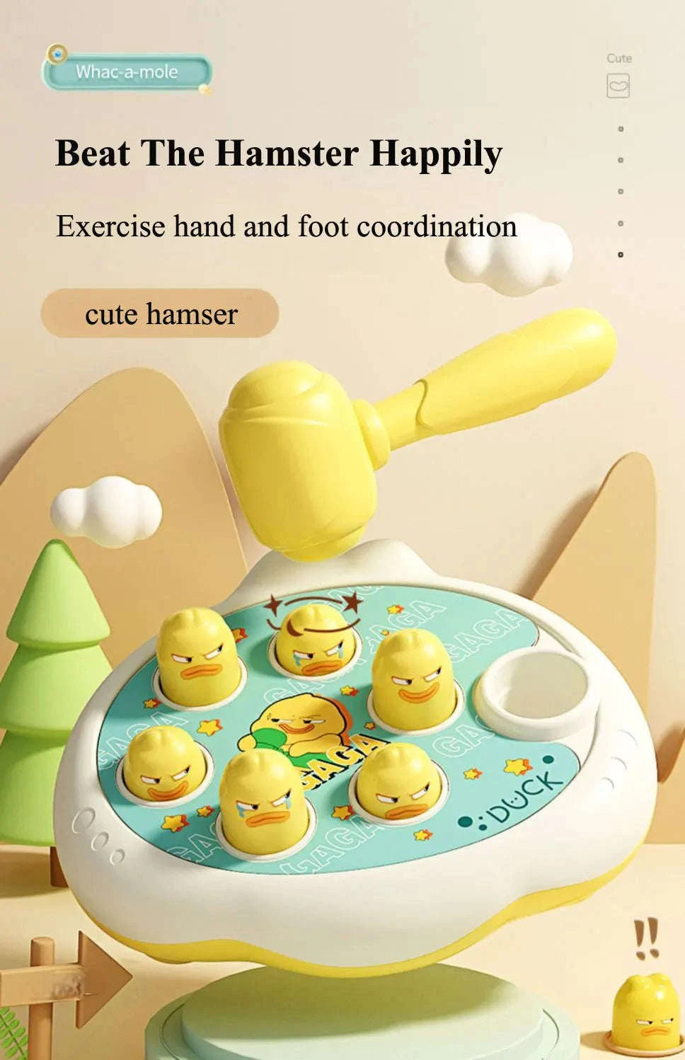 Duck/Frog/Pig Baby Montessori Animal Hammer Toy-frog no box