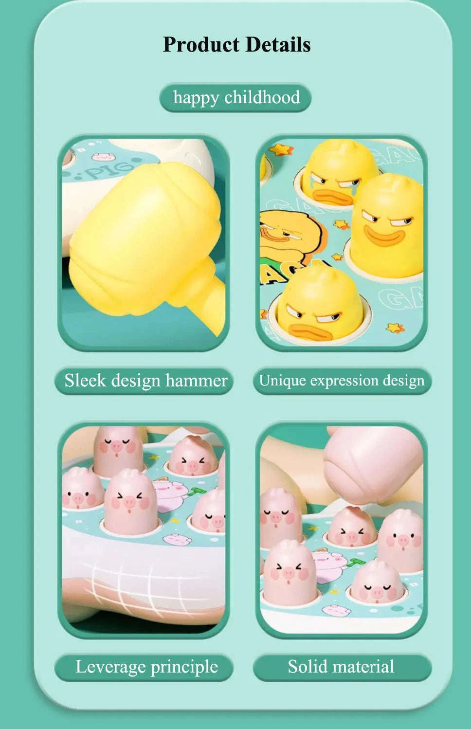Duck/Frog/Pig Baby Montessori Animal Hammer Toy-frog no box