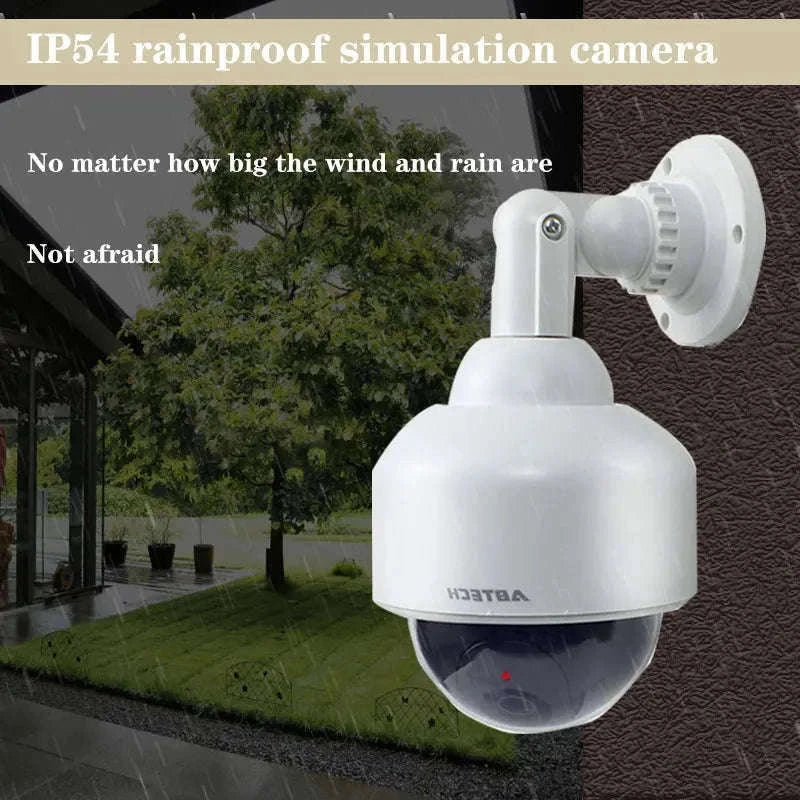 Dummy Security Camera with LED Flash IP54 Outdoor Dome-WHITE / China Mainland