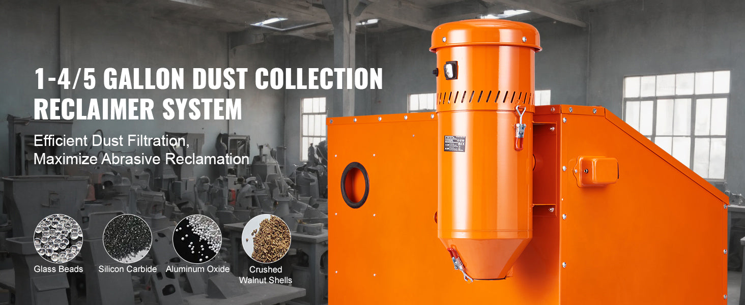 SucceBuy Dust Collection System 1.6-HP Dust Collector Media Reclaimer w/ 1.8 Gal Capacity-Universal Fit for Sandblaster Cabinets