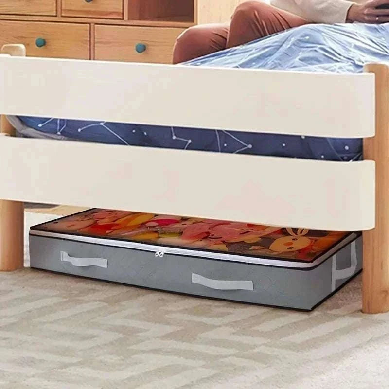 Dustproof Under Bed Storage Box with Reinforced Handles-gray 2pcs