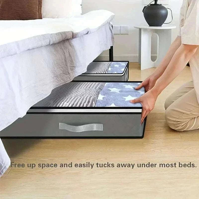 Dustproof Under Bed Storage Box with Reinforced Handles-gray 2pcs