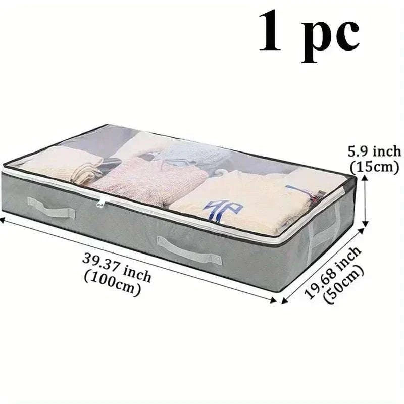 Dustproof Under Bed Storage Box with Reinforced Handles-gray 2pcs
