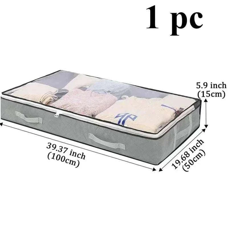 Dustproof Under Bed Storage Box with Reinforced Handles-gray 2pcs