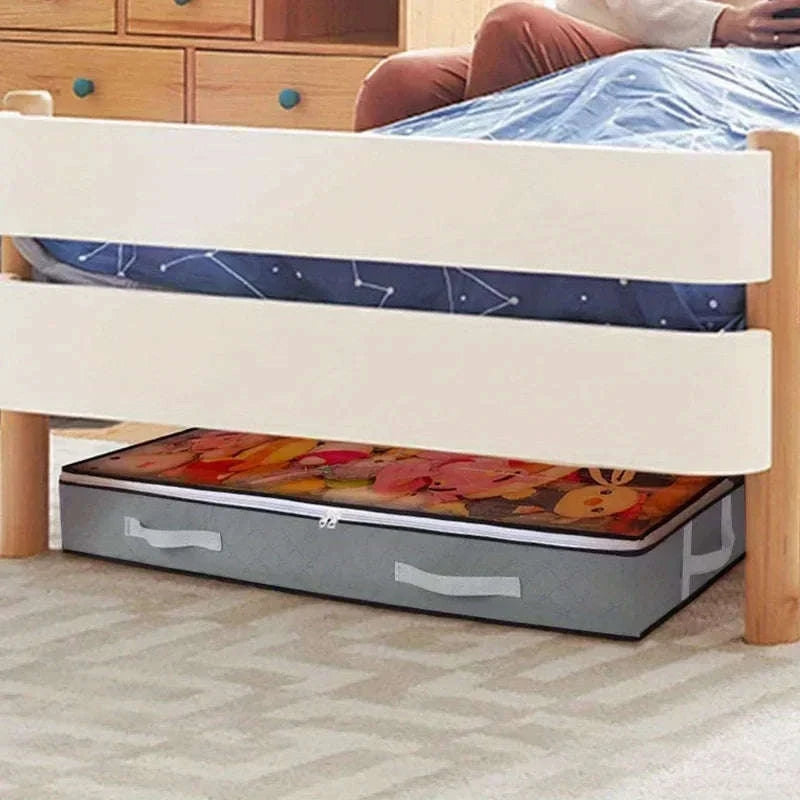 Dustproof Under Bed Storage Box with Reinforced Handles-gray 2pcs