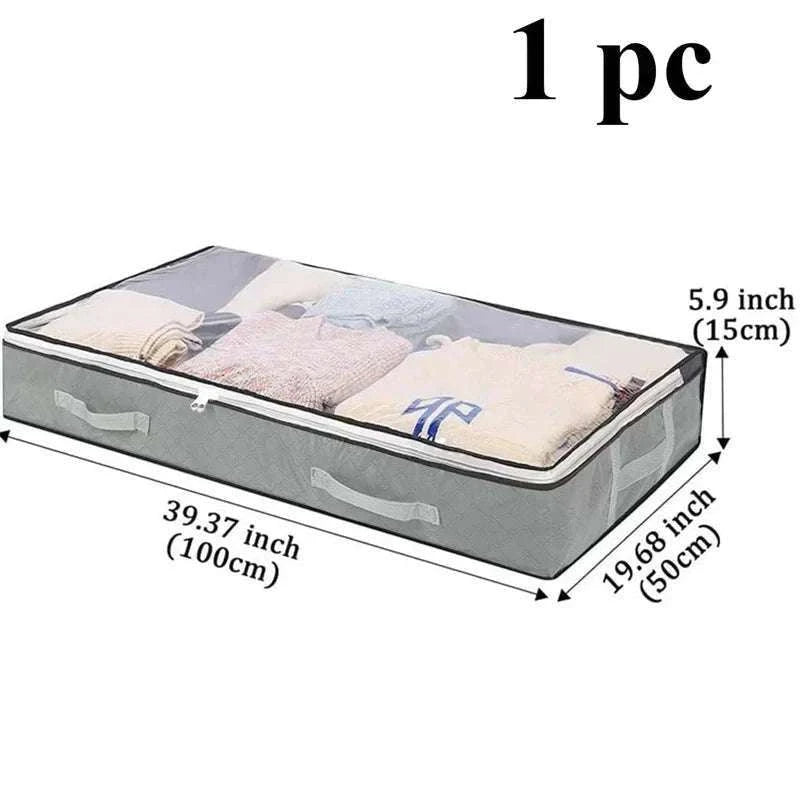 Dustproof Under Bed Storage Box with Reinforced Handles-gray 2pcs