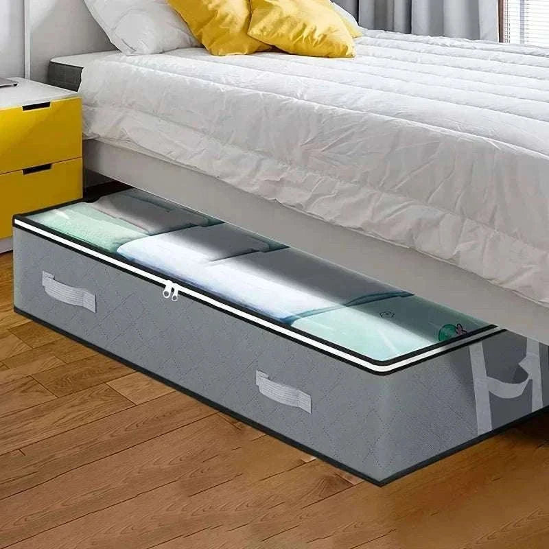 Dustproof Under Bed Storage Box with Reinforced Handles-gray 2pcs