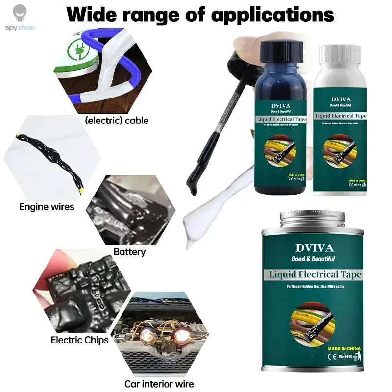 DViva Liquid Electrical Tape Waterproof Sealant – Flexible Protective Coating for Wiring and Connectors-50ml black