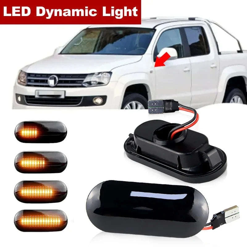Dynamic LED Side Marker Light Amber Turn Signal Replacement-2pcs Dynamic Smoked / China Mainland