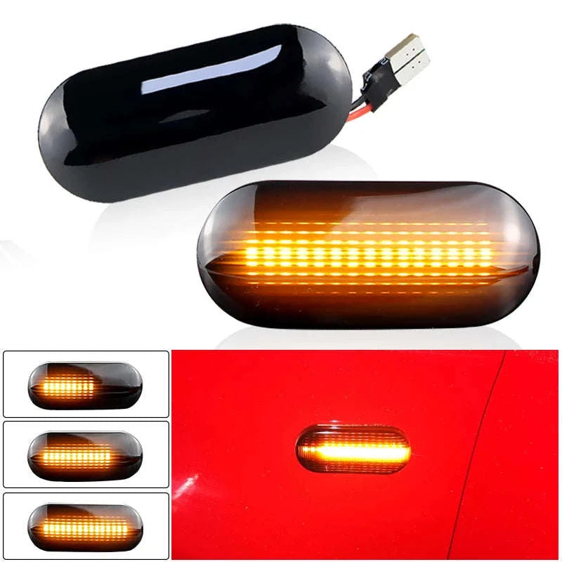 Dynamic LED Side Marker Light Amber Turn Signal Replacement-2pcs Dynamic Smoked / China Mainland