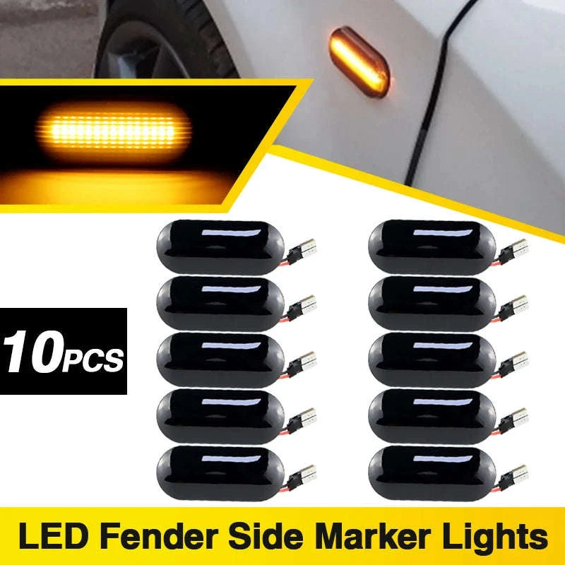 Dynamic LED Side Marker Light Amber Turn Signal Replacement-2pcs Dynamic Smoked / China Mainland