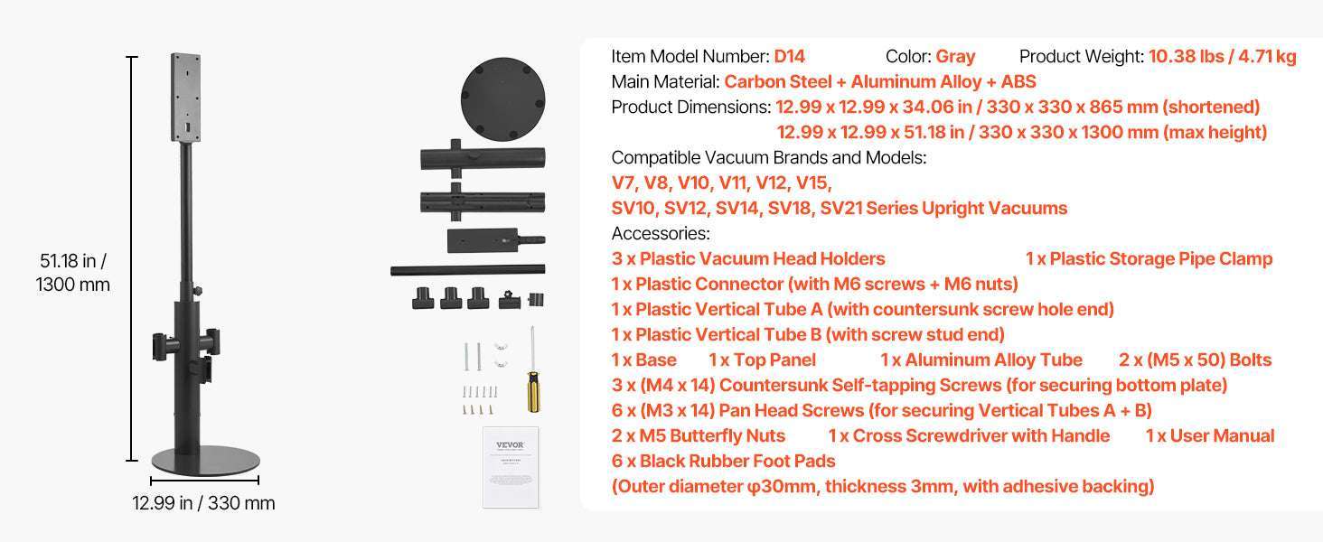Dyson Vacuum Stand Organizer with 4 Hooks, No-Drill Storage Rack-Type B / United States