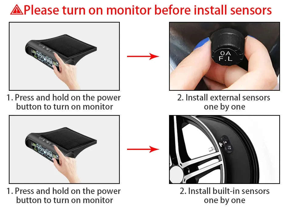 E-ACE Solar TPMS Tire Pressure Monitor System-K01-External Sensor