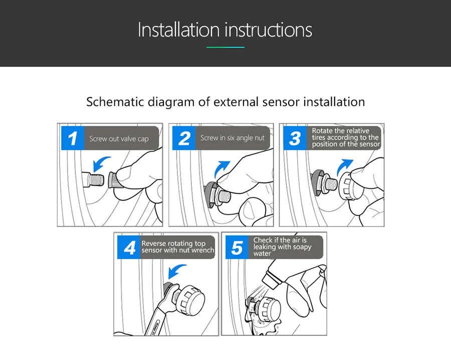 E-ACE Solar TPMS Tire Pressure Monitor System-K01-External Sensor