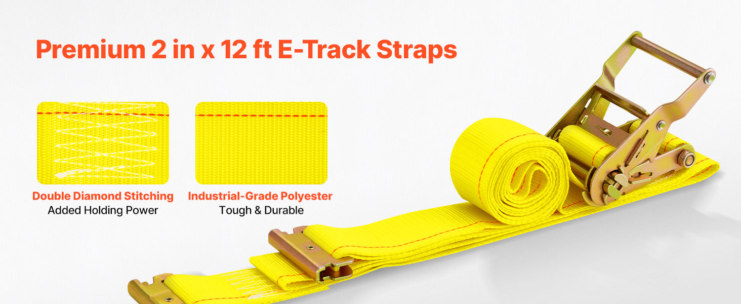E-Track Tie-Down Rail Kit 8 Pack with Straps & O-Rings