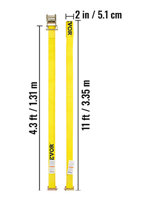 E-Track Ratchet Straps 2" Heavy-Duty Tie-Down Set 4,400 lbs Strength