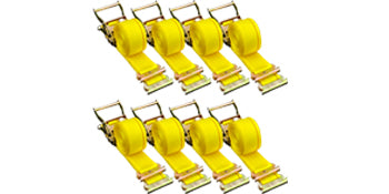 E-Track Ratchet Straps 2" Heavy-Duty Tie-Down Set 4,400 lbs Strength