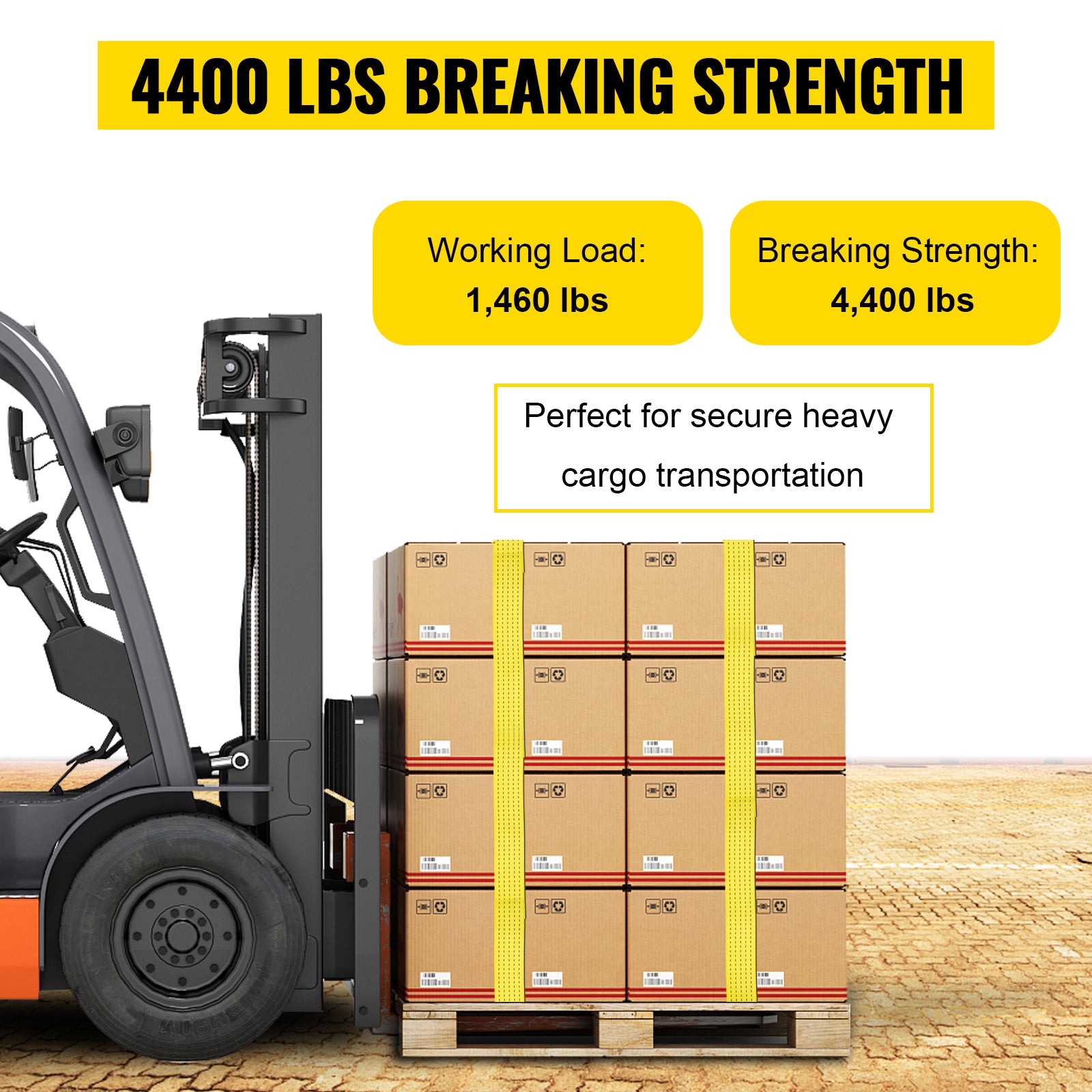E-Track Ratchet Straps 2" Heavy-Duty Tie-Down Set 4,400 lbs Strength
