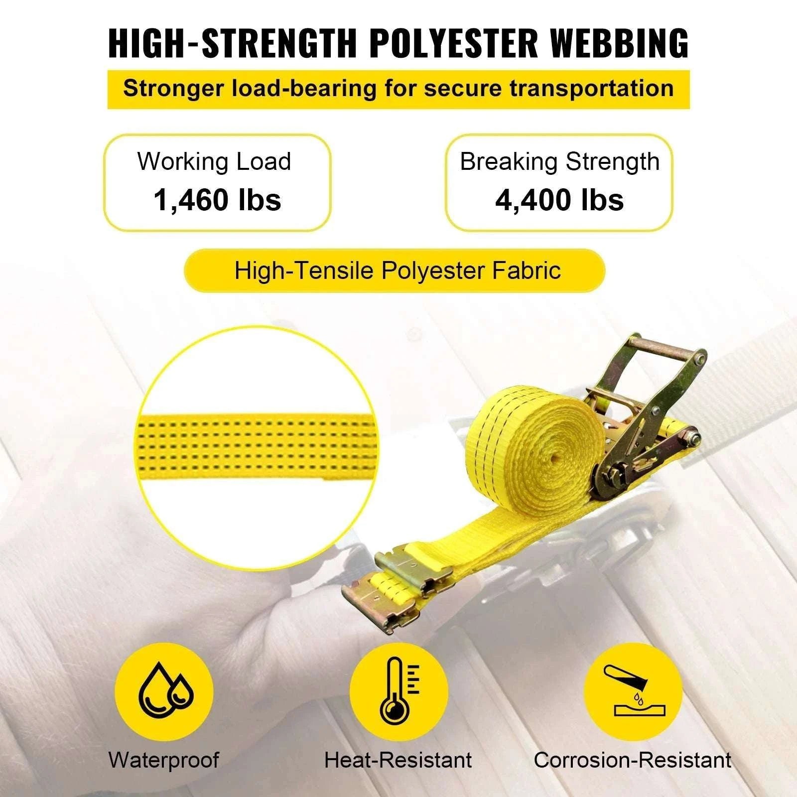 E-Track Ratchet Straps 2" Heavy-Duty Tie-Down Set 4,400 lbs Strength-18pcs 15ft / United States