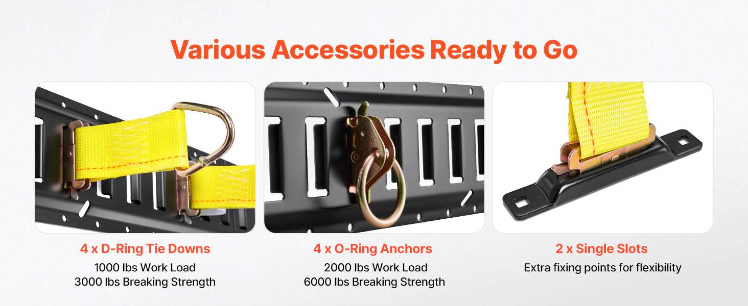 E-Track Tie-Down Rail Kit 4 Pack with Straps & Anchor Points-4 Pack / United States